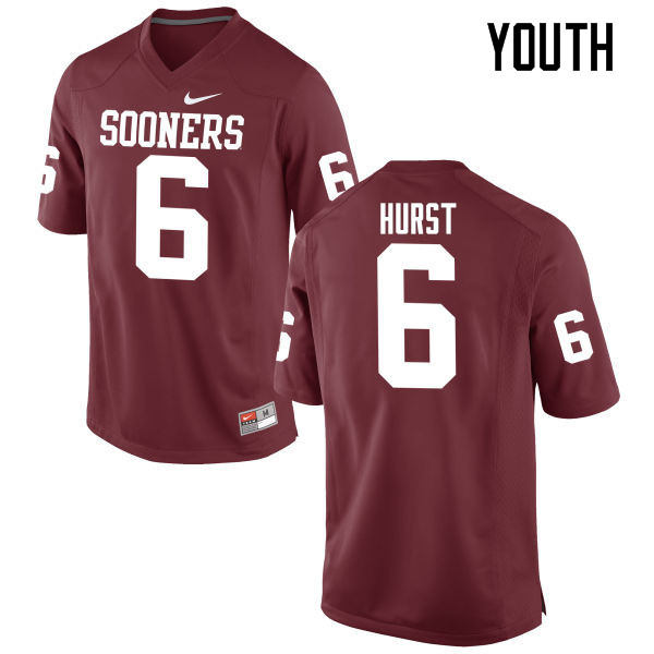 Youth Oklahoma Sooners #6 Demontre Hurst College Football Jerseys Game-Crimson - Click Image to Close